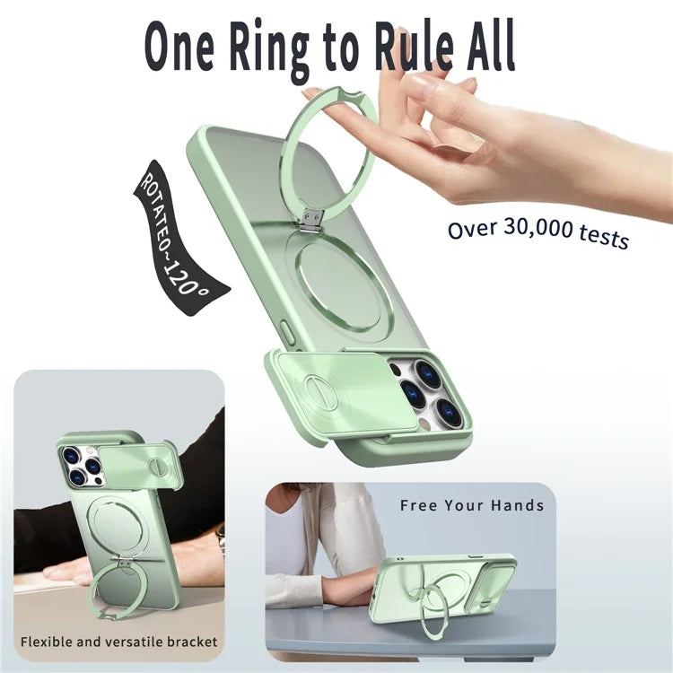 Style B For iPhone 15 Pro Max Magnetic Phone Case with Kickstand Lens Protection Hard PC Shell