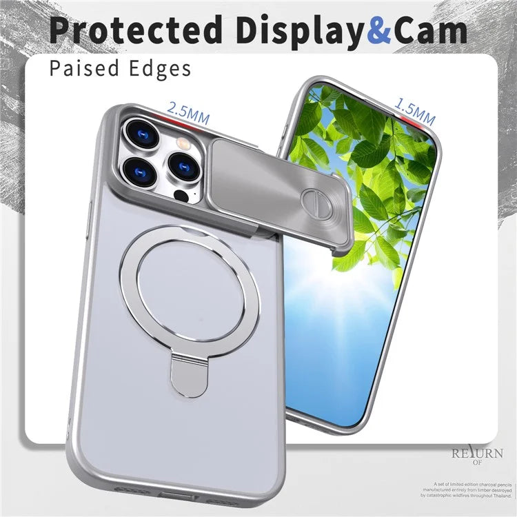 Style B For iPhone 15 Pro Max Magnetic Phone Case with Kickstand Lens Protection Hard PC Shell