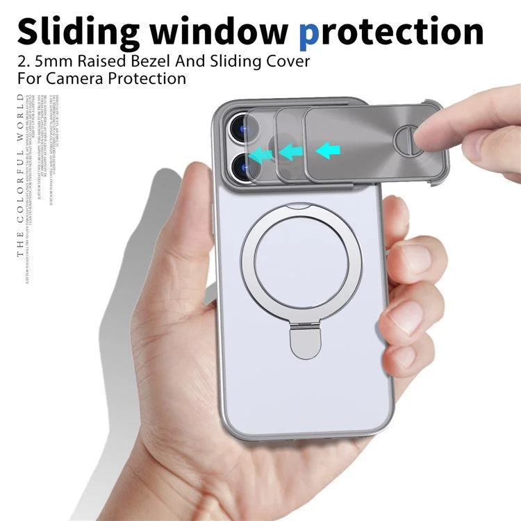 Style B For iPhone 15 Pro Max Magnetic Phone Case with Kickstand Lens Protection Hard PC Shell