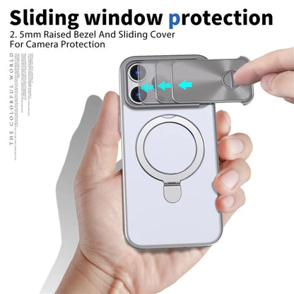 Style B For iPhone 15 Pro Max Magnetic Phone Case with Kickstand Lens Protection Hard PC Shell