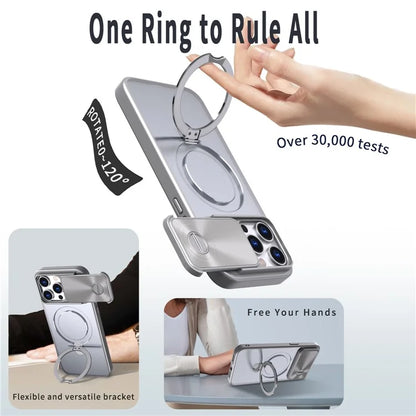 Style B For iPhone 15 Pro Max Magnetic Phone Case with Kickstand Lens Protection Hard PC Shell