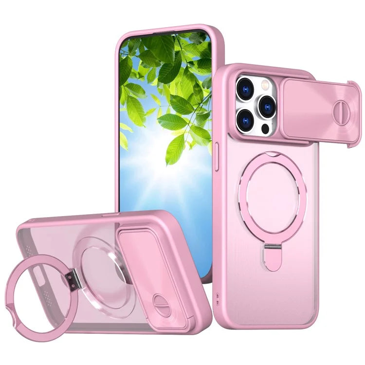 Style B For iPhone 15 Pro Max Magnetic Phone Case with Kickstand Lens Protection Hard PC Shell
