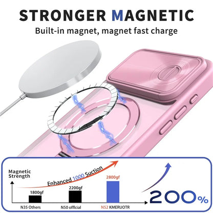 Style B For iPhone 15 Pro Max Magnetic Phone Case with Kickstand Lens Protection Hard PC Shell