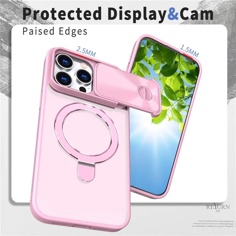 Style B For iPhone 15 Pro Max Magnetic Phone Case with Kickstand Lens Protection Hard PC Shell