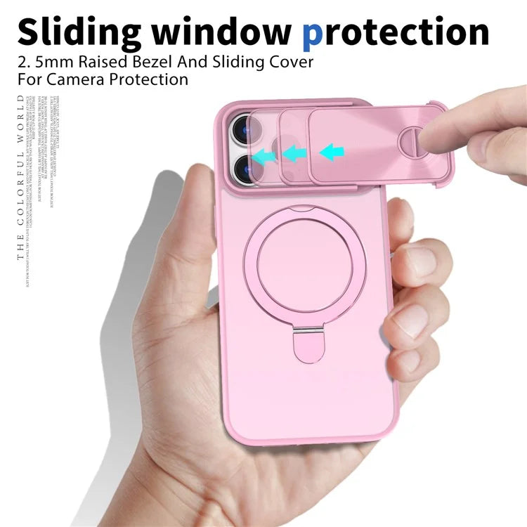 Style B For iPhone 15 Pro Max Magnetic Phone Case with Kickstand Lens Protection Hard PC Shell