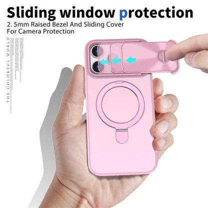 Style B For iPhone 15 Pro Max Magnetic Phone Case with Kickstand Lens Protection Hard PC Shell