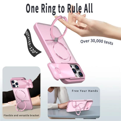Style B For iPhone 15 Pro Max Magnetic Phone Case with Kickstand Lens Protection Hard PC Shell