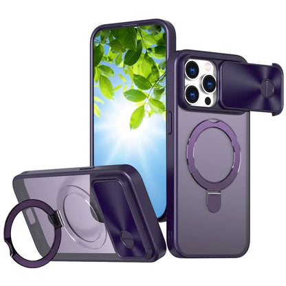 Style B For iPhone 15 Pro Max Magnetic Phone Case with Kickstand Lens Protection Hard PC Shell