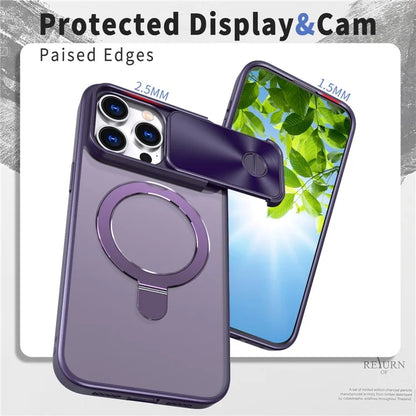 Style B For iPhone 15 Pro Max Magnetic Phone Case with Kickstand Lens Protection Hard PC Shell