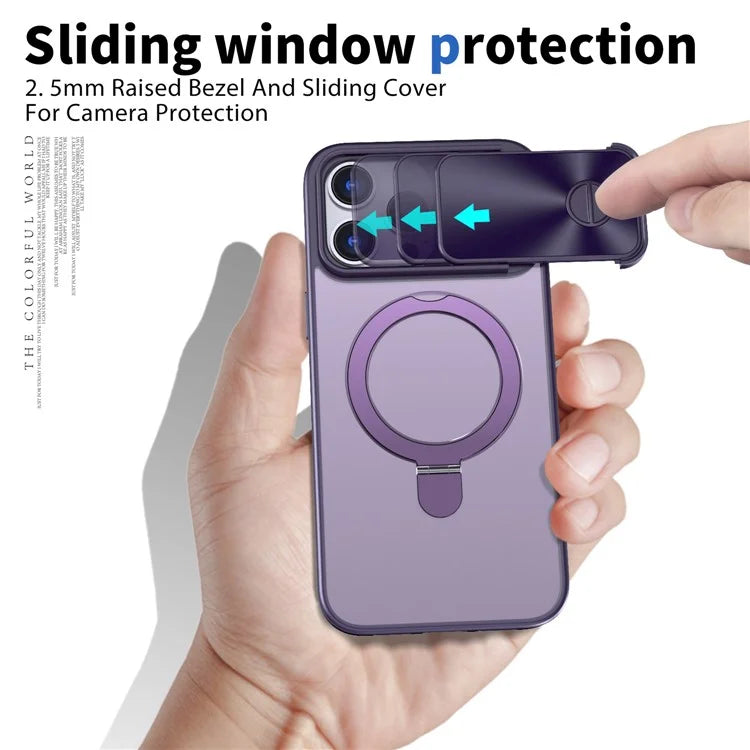 Style B For iPhone 15 Pro Max Magnetic Phone Case with Kickstand Lens Protection Hard PC Shell