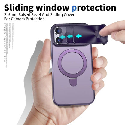 Style B For iPhone 15 Pro Max Magnetic Phone Case with Kickstand Lens Protection Hard PC Shell