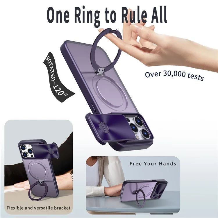 Style B For iPhone 15 Pro Max Magnetic Phone Case with Kickstand Lens Protection Hard PC Shell