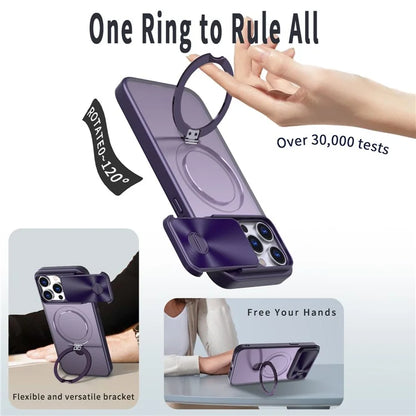 Style B For iPhone 15 Pro Max Magnetic Phone Case with Kickstand Lens Protection Hard PC Shell
