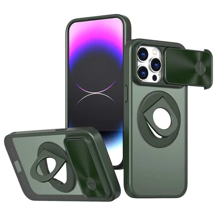 Style A For iPhone 14 Pro Max Magnetic Case Kickstand Hard PC Slide Lens Protection Phone Cover