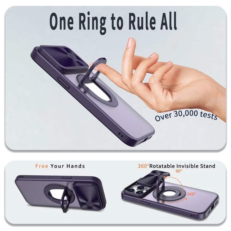 Style A For iPhone 14 Pro Max Magnetic Case Kickstand Hard PC Slide Lens Protection Phone Cover