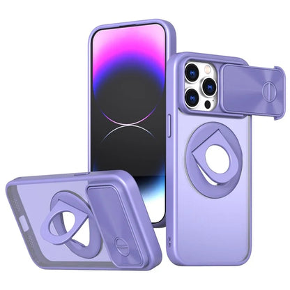 Style A For iPhone 13 Pro Case Compatible with MagSafe Hard PC Kickstand Phone Shell with Slide Lens Lid