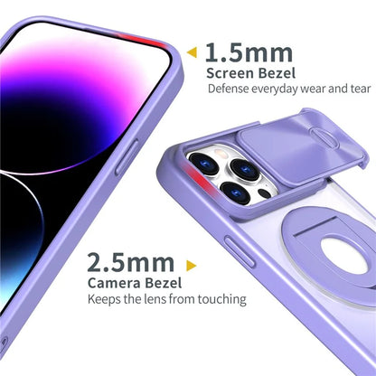 Style A For iPhone 13 Pro Case Compatible with MagSafe Hard PC Kickstand Phone Shell with Slide Lens Lid