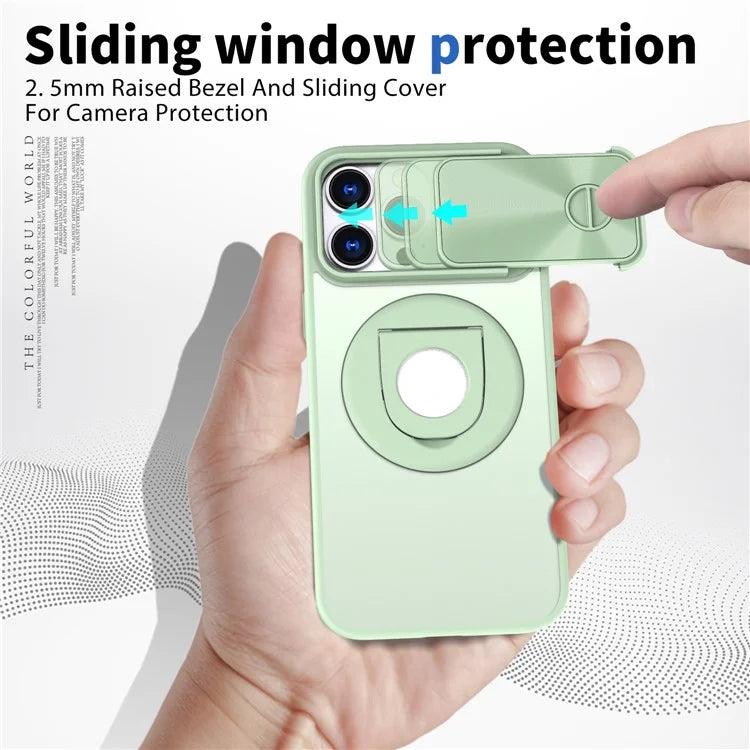 Style A For iPhone 13 Pro Case Compatible with MagSafe Hard PC Kickstand Phone Shell with Slide Lens Lid