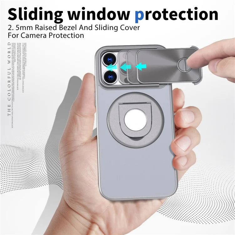 Style A For iPhone 13 Pro Case Compatible with MagSafe Hard PC Kickstand Phone Shell with Slide Lens Lid