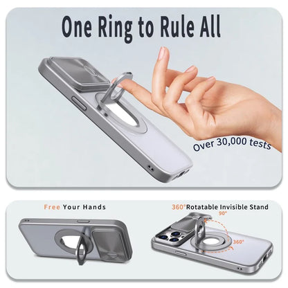 Style A For iPhone 13 Pro Case Compatible with MagSafe Hard PC Kickstand Phone Shell with Slide Lens Lid