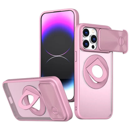Style A For iPhone 13 Pro Case Compatible with MagSafe Hard PC Kickstand Phone Shell with Slide Lens Lid