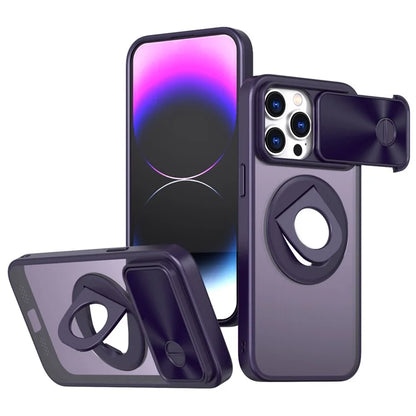 Style A For iPhone 13 Pro Case Compatible with MagSafe Hard PC Kickstand Phone Shell with Slide Lens Lid