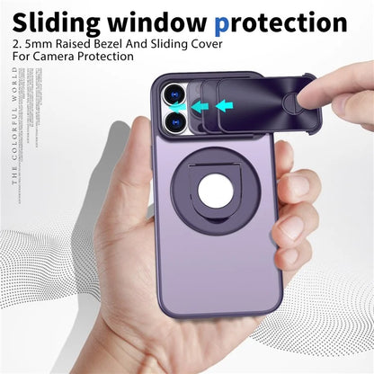 Style A For iPhone 13 Pro Case Compatible with MagSafe Hard PC Kickstand Phone Shell with Slide Lens Lid