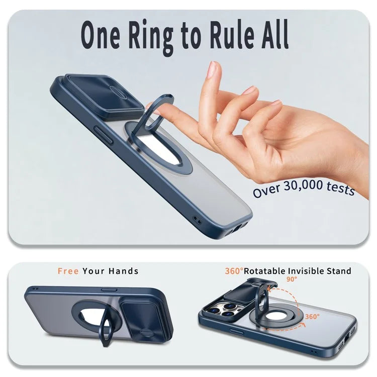 Style A For iPhone 12 / 12 Pro Magnetic Case Shockproof Hard PC Phone Cover Built-in Kickstand