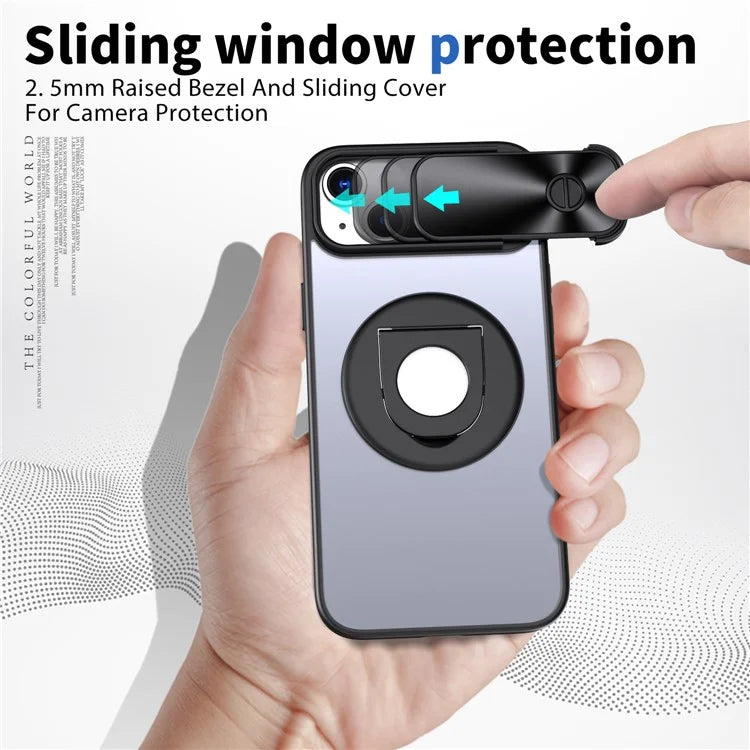 For iPhone 14 / 13 Phone Case Slide Camera Cover PC Kickstand Phone Shell Compatible with MagSafe