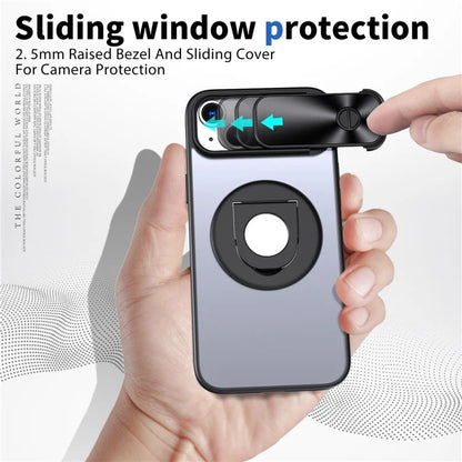 For iPhone 14 / 13 Phone Case Slide Camera Cover PC Kickstand Phone Shell Compatible with MagSafe