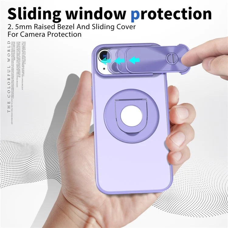 For iPhone 14 / 13 Phone Case Slide Camera Cover PC Kickstand Phone Shell Compatible with MagSafe