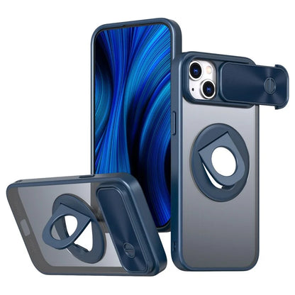 For iPhone 14 / 13 Phone Case Slide Camera Cover PC Kickstand Phone Shell Compatible with MagSafe