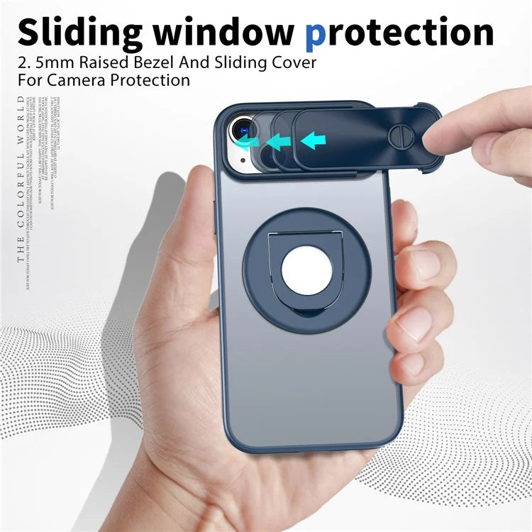 For iPhone 14 / 13 Phone Case Slide Camera Cover PC Kickstand Phone Shell Compatible with MagSafe