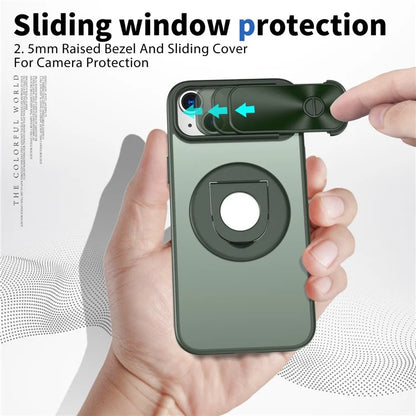 For iPhone 14 / 13 Phone Case Slide Camera Cover PC Kickstand Phone Shell Compatible with MagSafe