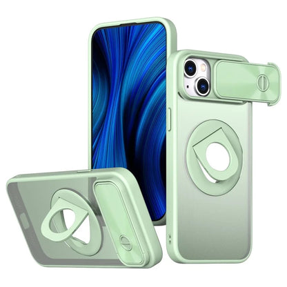 For iPhone 14 / 13 Phone Case Slide Camera Cover PC Kickstand Phone Shell Compatible with MagSafe