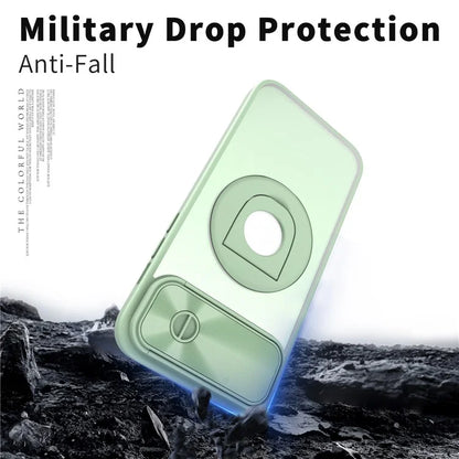 For iPhone 14 / 13 Phone Case Slide Camera Cover PC Kickstand Phone Shell Compatible with MagSafe