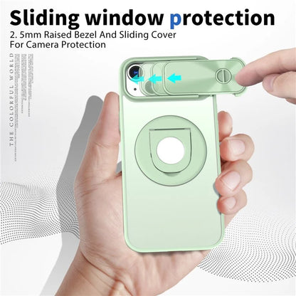 For iPhone 14 / 13 Phone Case Slide Camera Cover PC Kickstand Phone Shell Compatible with MagSafe
