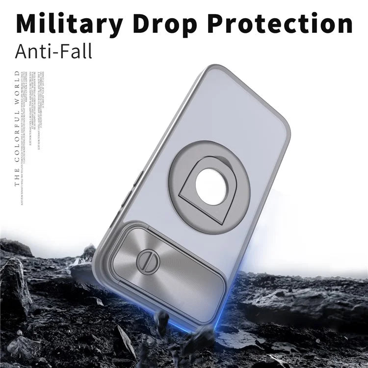 For iPhone 14 / 13 Phone Case Slide Camera Cover PC Kickstand Phone Shell Compatible with MagSafe