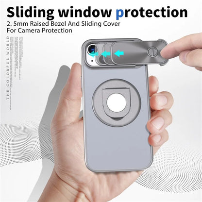 For iPhone 14 / 13 Phone Case Slide Camera Cover PC Kickstand Phone Shell Compatible with MagSafe