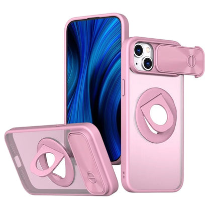 For iPhone 14 / 13 Phone Case Slide Camera Cover PC Kickstand Phone Shell Compatible with MagSafe