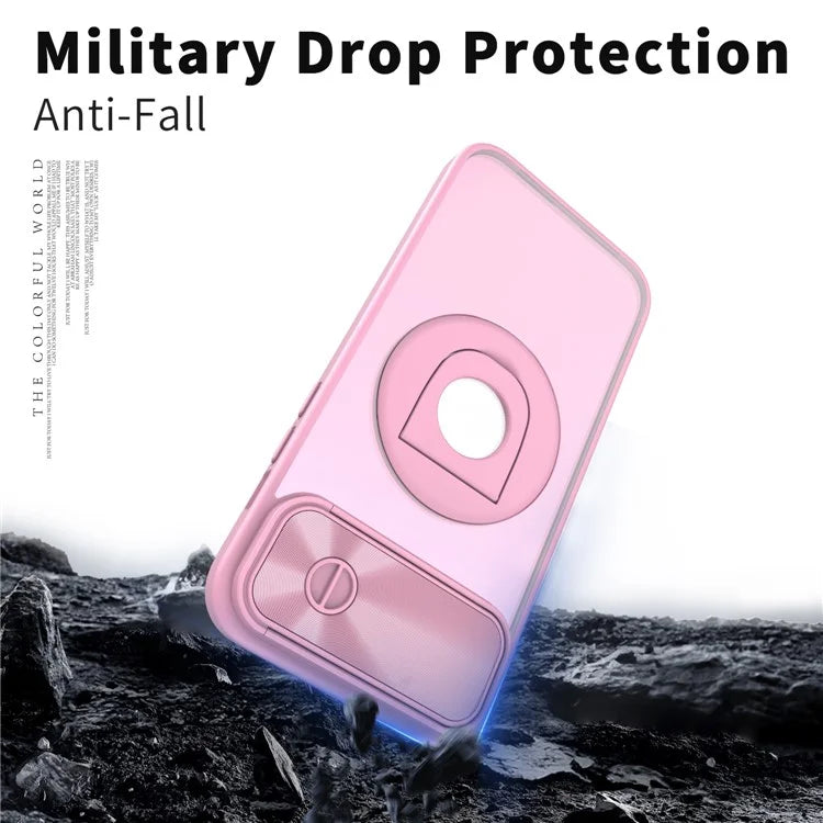 For iPhone 14 / 13 Phone Case Slide Camera Cover PC Kickstand Phone Shell Compatible with MagSafe