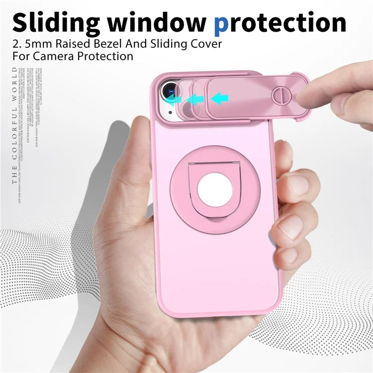 For iPhone 14 / 13 Phone Case Slide Camera Cover PC Kickstand Phone Shell Compatible with MagSafe