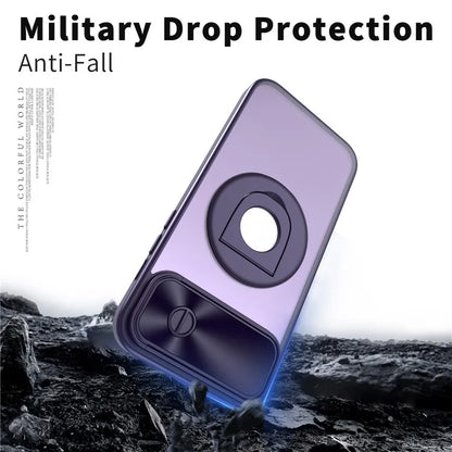 For iPhone 14 / 13 Phone Case Slide Camera Cover PC Kickstand Phone Shell Compatible with MagSafe
