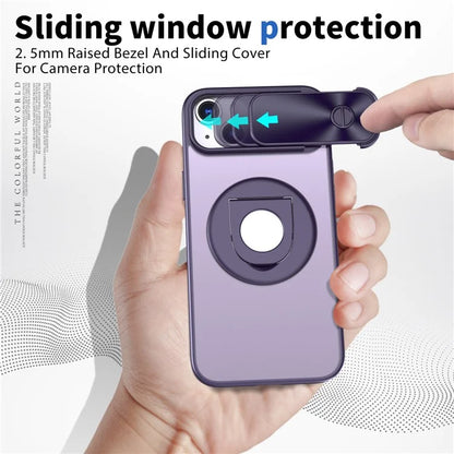 For iPhone 14 / 13 Phone Case Slide Camera Cover PC Kickstand Phone Shell Compatible with MagSafe