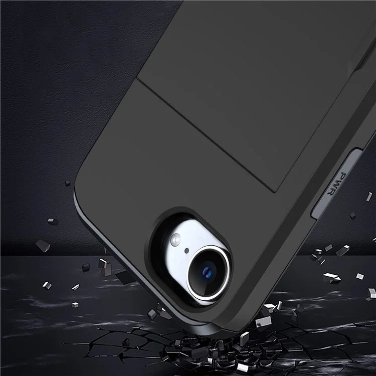 For iPhone SE (2024) Case TPU + PC Dual Layer Armor Phone Cover with Sliding Card Slot