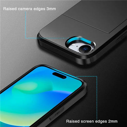 For iPhone SE (2024) Case TPU + PC Dual Layer Armor Phone Cover with Sliding Card Slot
