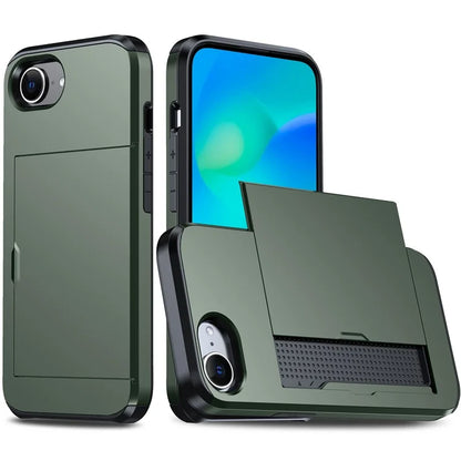 For iPhone SE (2024) Case TPU + PC Dual Layer Armor Phone Cover with Sliding Card Slot