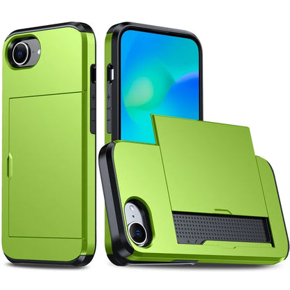 For iPhone SE (2024) Case TPU + PC Dual Layer Armor Phone Cover with Sliding Card Slot