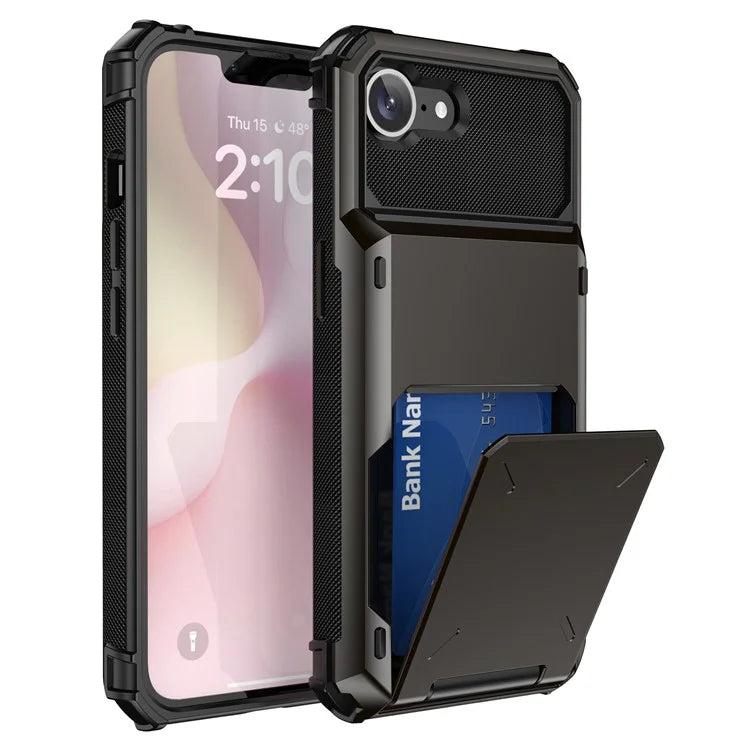 For iPhone SE (2024) Phone Cover PC+TPU Dual Layer Back Case with Card Holder