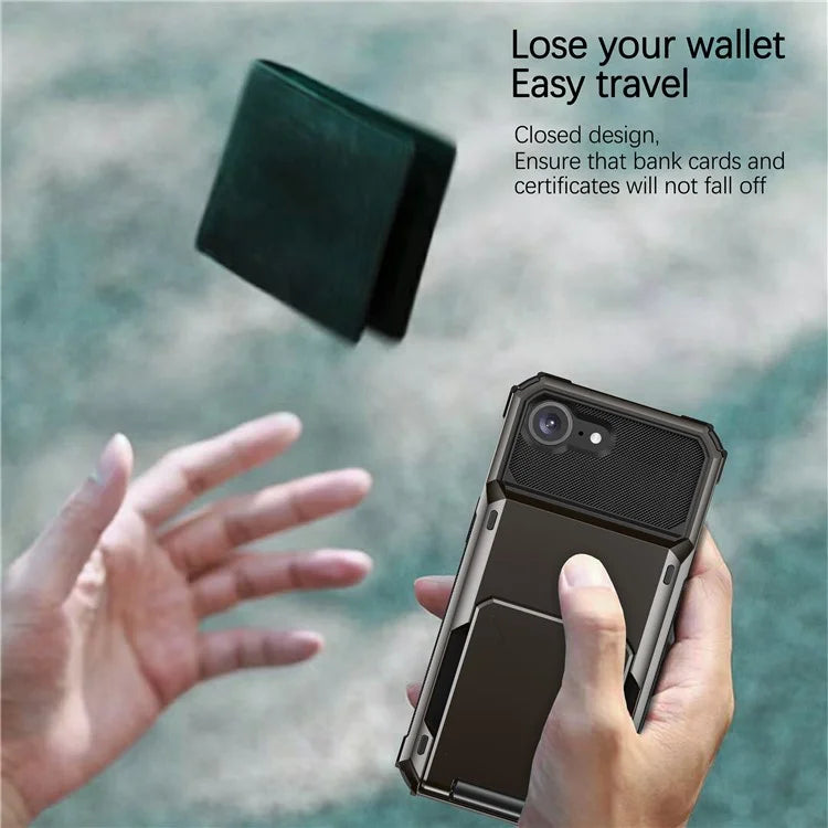 For iPhone SE (2024) Phone Cover PC+TPU Dual Layer Back Case with Card Holder